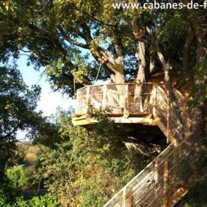 Cabane dans les arbres en Provence-Alpes-Côte dAzur, perchée au cœur des feuillages.