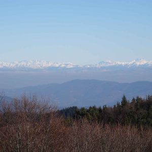 Vue panoramique sur les montagnes depuis un hébergement insolite en Auvergne-Rhône-Alpes.