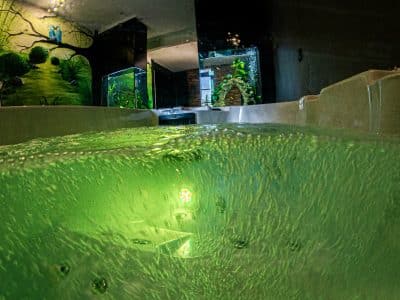 Hébergement insolite en Provence-Alpes-Côte dAzur avec jacuzzi et aquariums lumineux.