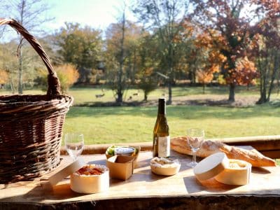 Hébergement insolite en Auvergne-Rhône-Alpes avec vue sur la nature et un pique-nique gourmand.