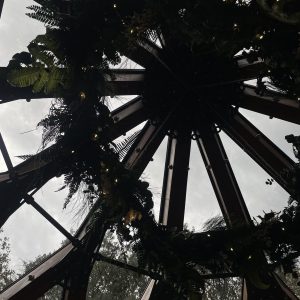 Hébergement insolite en Languedoc-Roussillon, vue intérieure dune structure en bois avec éclairage.