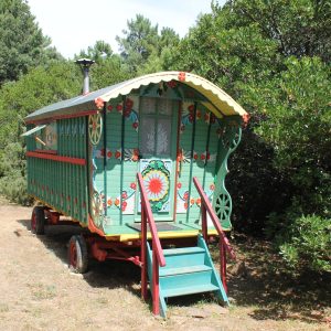 Charmante roulotte colorée au cœur de la nature en Provence-Alpes-Côte dAzur.