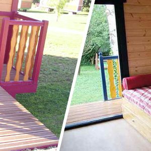 Hébergement insolite en bois à Champagne-Ardenne, avec terrasse et intérieur cosy.