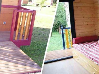 Hébergement insolite en bois à Champagne-Ardenne, avec terrasse et intérieur cosy.