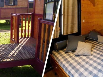 Charmante roulotte en Champagne-Ardenne avec terrasse et intérieur en bois chaleureux.