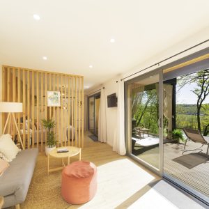 Cabane du chene – Salon vue terrasse